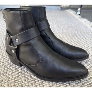 Straight To Hell Libertine Style Harness Boots Mens 7 Black PU Punk Goth Biker